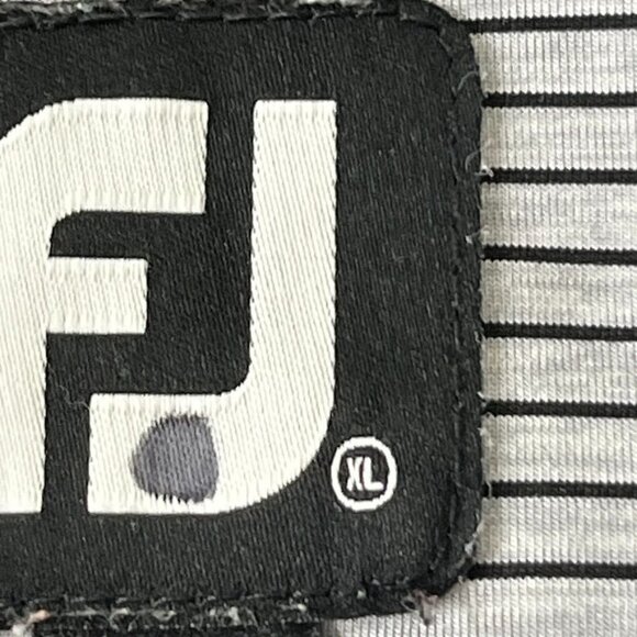 Foot Joy Men's Polo Size XL Grey Black Stripe Logo Short Sleeve - Picture 9 of 9